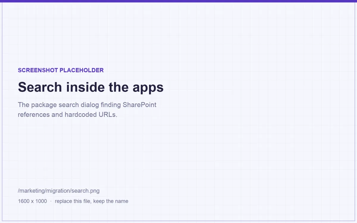 Searching inside app packages for SharePoint references